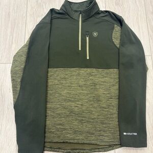 Ariat Tek Cold Series 1/4 Zip Mens Size Large Long Sleeve Pullover Sweater Green